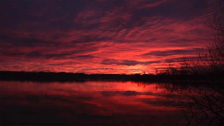 美国，威斯康星洲，德比尔，福克斯河上的黎明