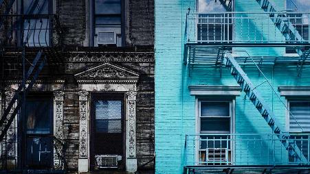 纽约，曼哈顿，第一大道上的建筑外墙