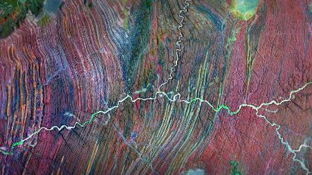 纳米比亚乌加河的复合卫星图像