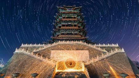 门头沟区永定楼的星夜，北京