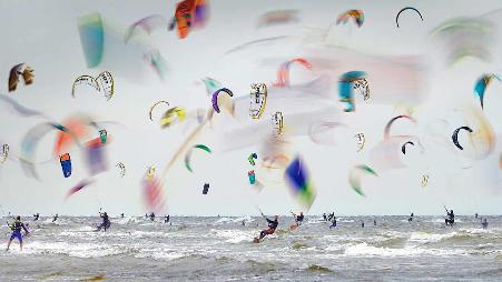 多重曝光的风筝冲浪世界杯，德国
