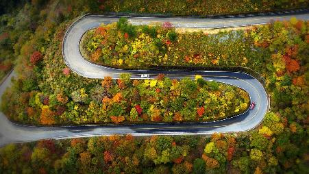 伊吹山车道上的秋景，日本滋贺县米原市