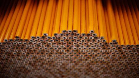 Musgrave铅笔公司生产的黄色铅笔，美国田纳西州谢尔比维尔市