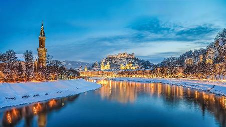 Salzburg with Salzach river, Austria