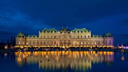 维也纳美景宫的圣诞市场，奥地利