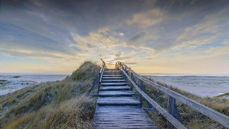 北海日落，诺德多夫，德国