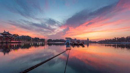 龙舟池日出，集美区，厦门，中国
