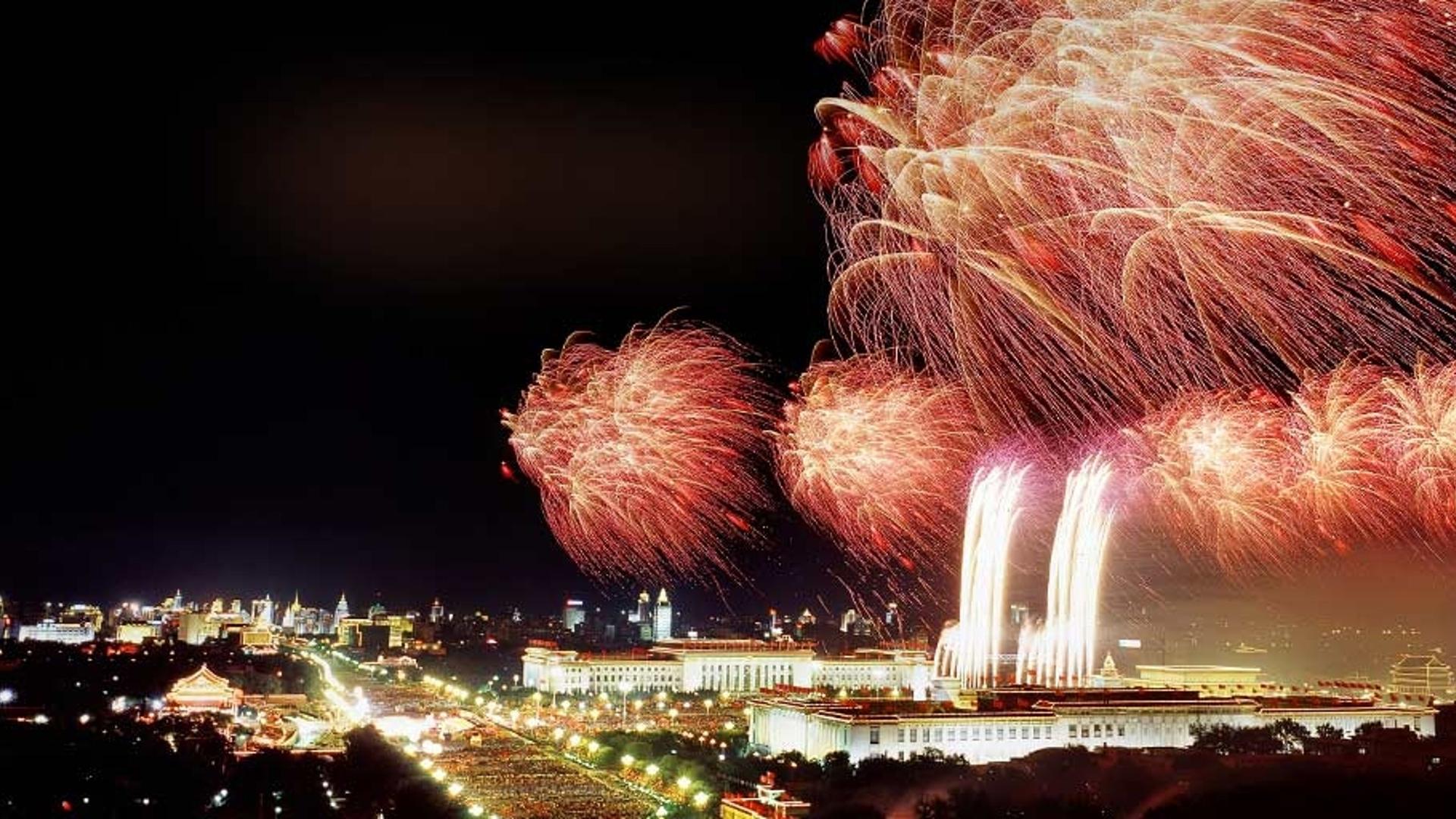 天安门广场上的焰火