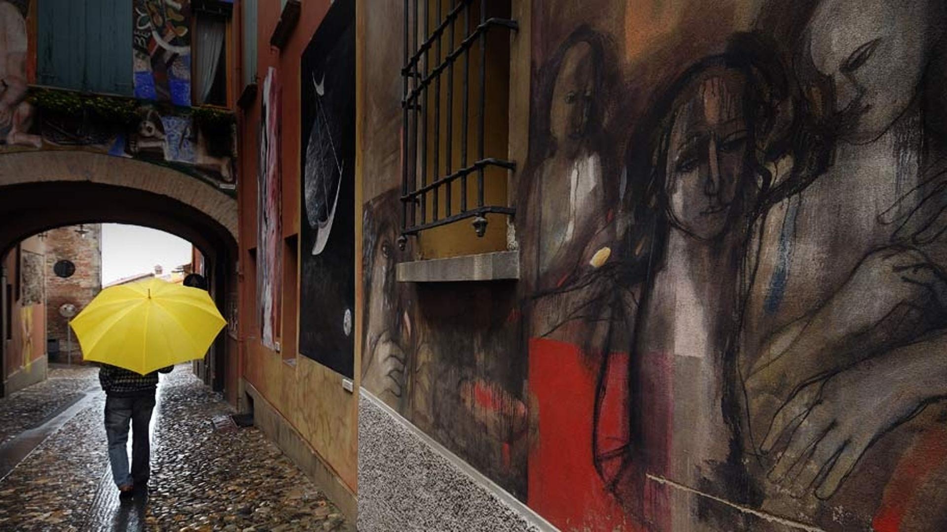 意大利小镇的涂鸦街