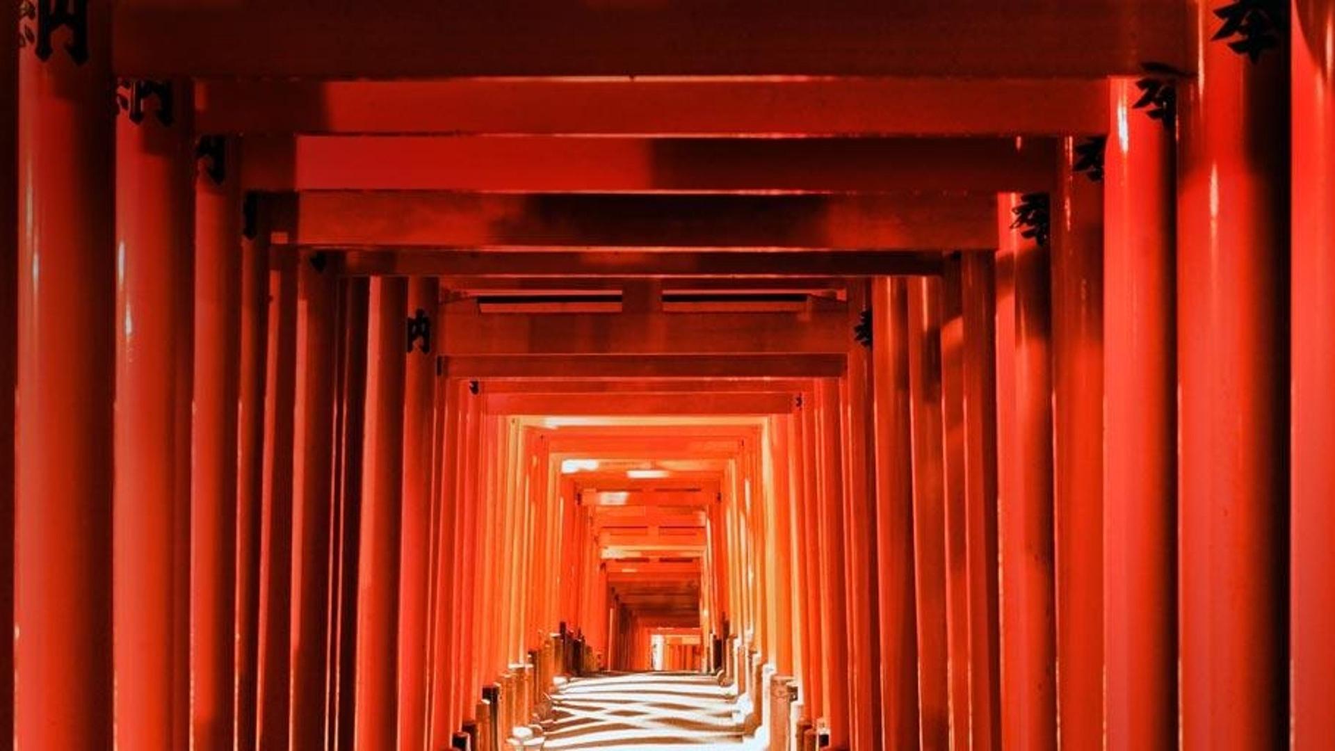 日本京都伏见稻荷大社的千本鸟居