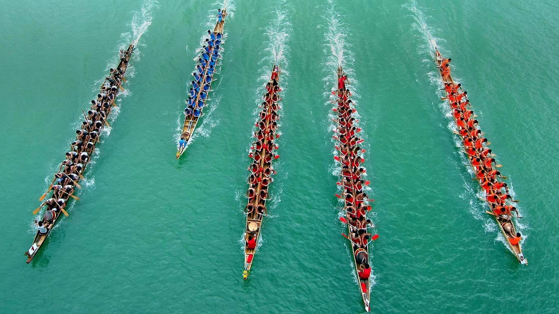 广西柳州，端午赛龙舟