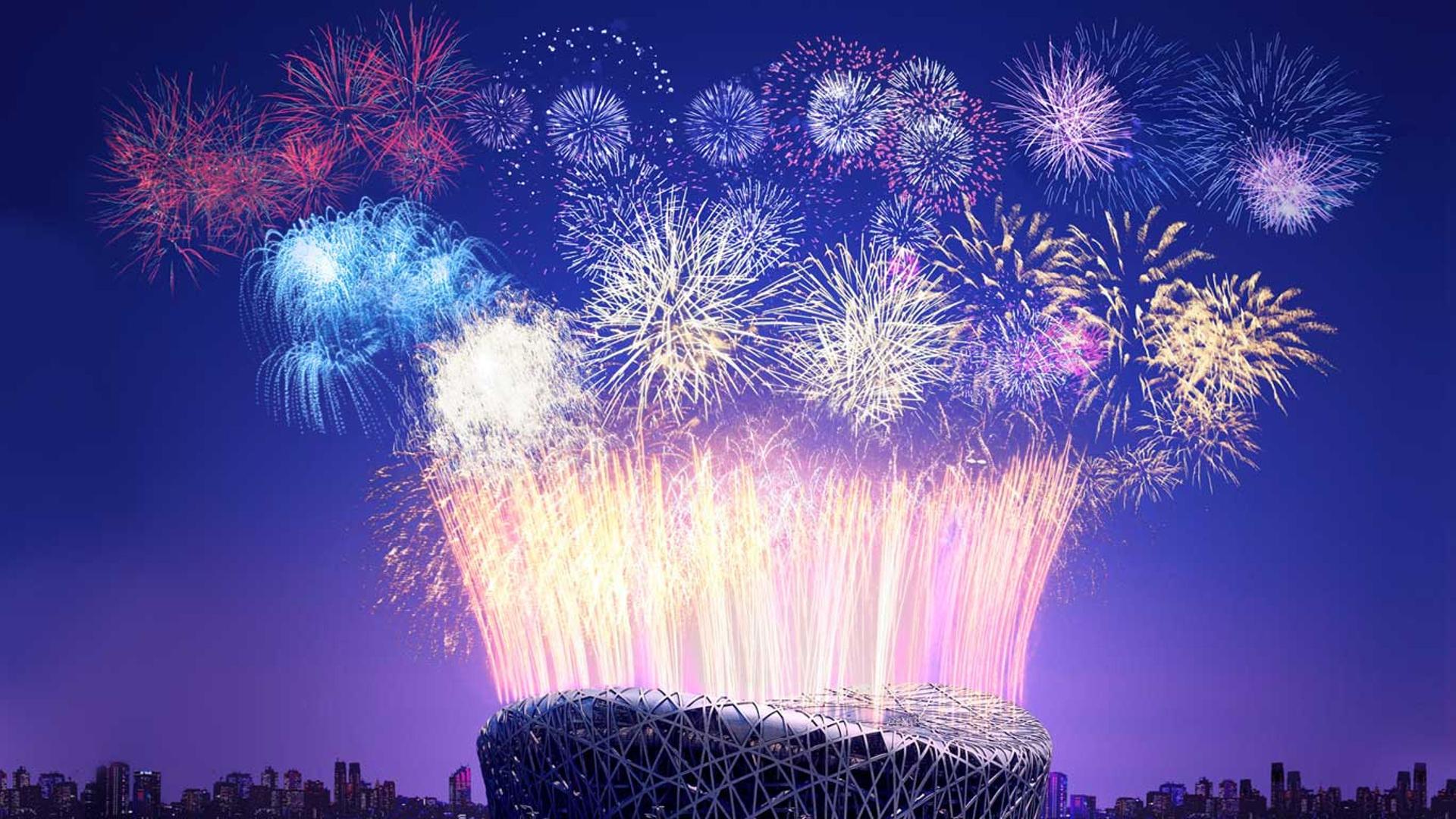 国家体育场上空的焰火