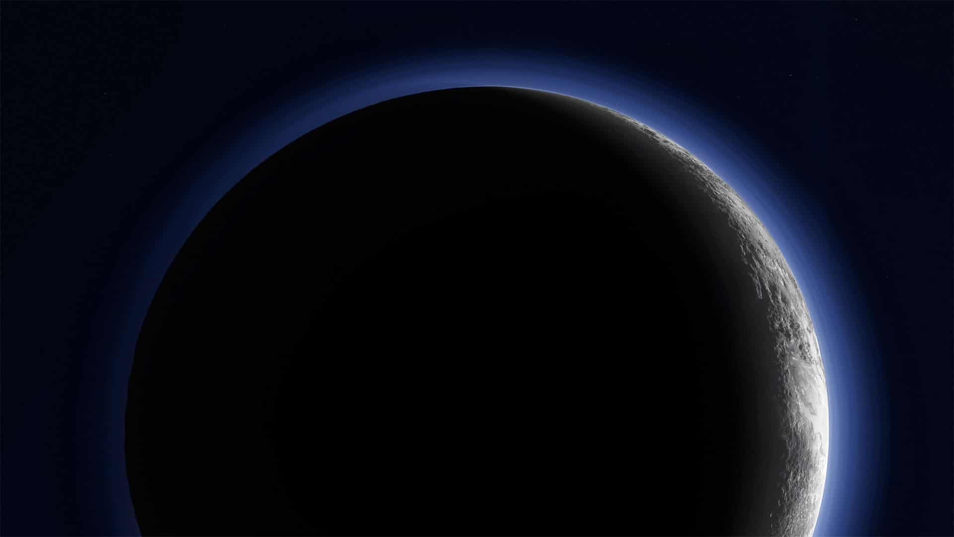 美国宇航局新视野星际探测器拍摄的冥王星新月