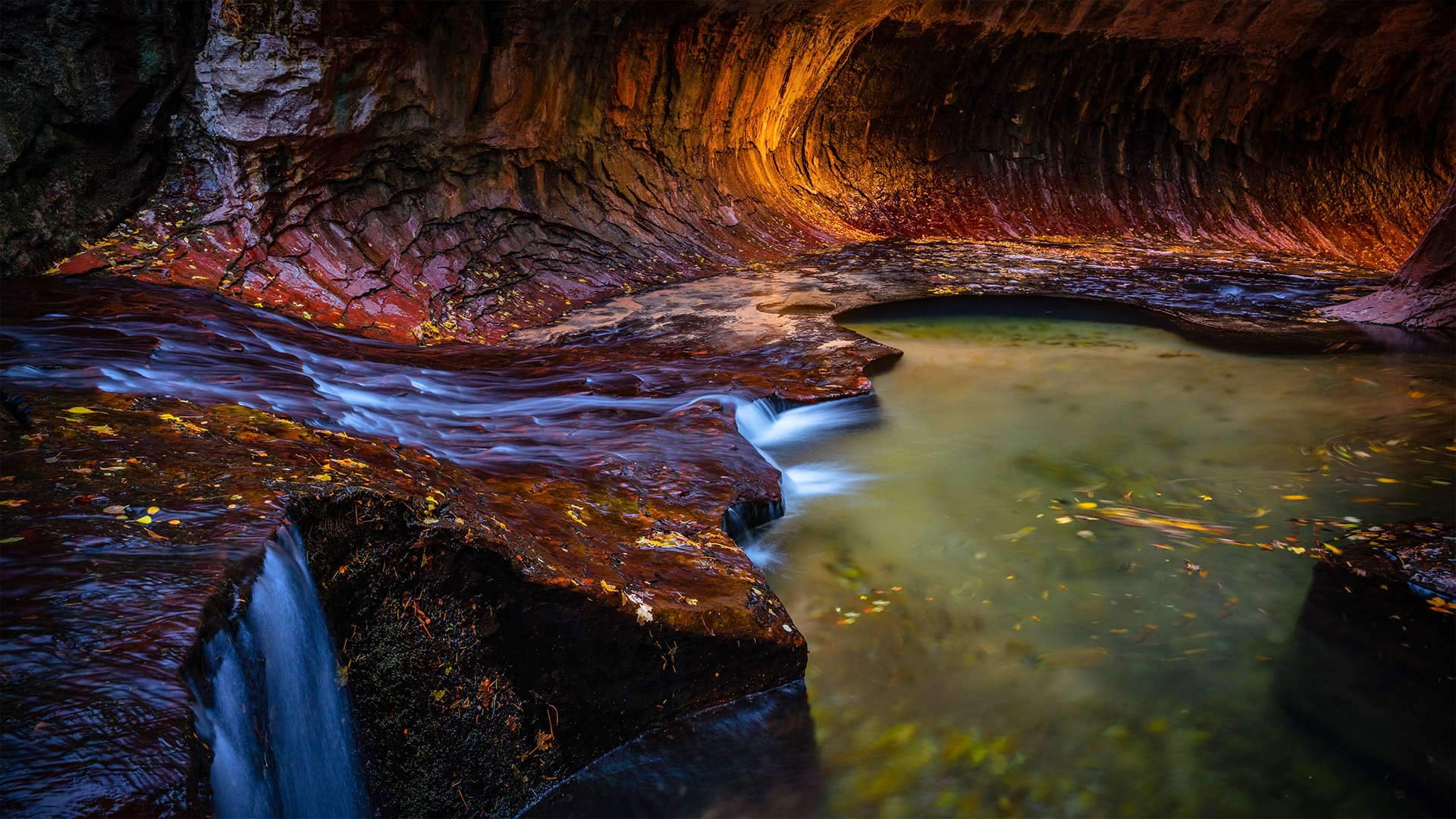 The Subway slot canyon in Zion National Park, Utah