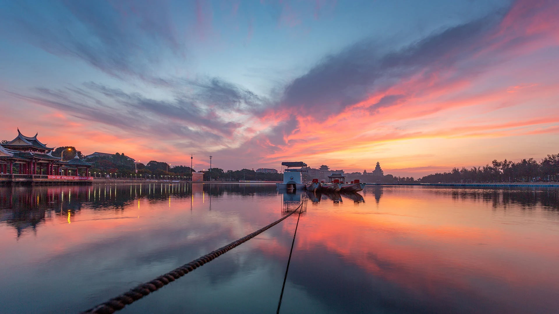 龙舟池日出，集美区，厦门，中国